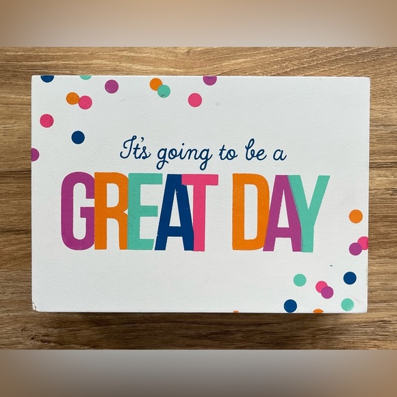 WOOD BOX SIGN It’s Going to be a GREAT DAY Inspiration Desk Wall Decor 5” x 7” - Picture 1 of 5